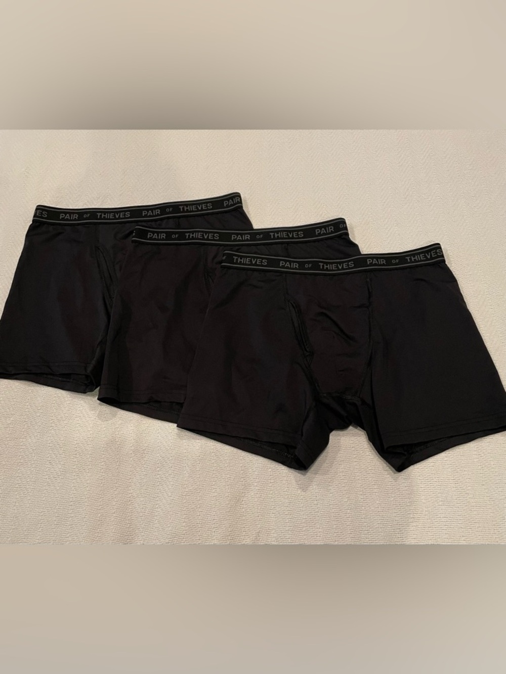 Pair of Thieves Men’s Black Performance Boxer Briefs, 3 Pair, Size Medium